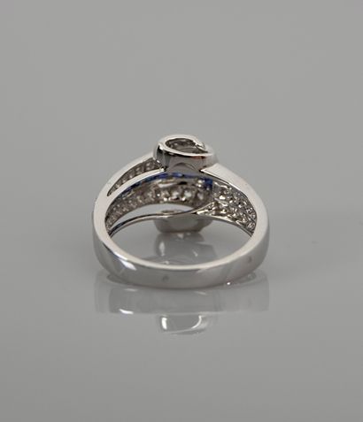 null White gold wrap ring, 750 MM, covered with diamonds totaling 0.90 carat centered...