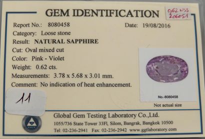 null Pink - purple sapphire under seal from Global Gem Laboratory, 750 MM, weighing...