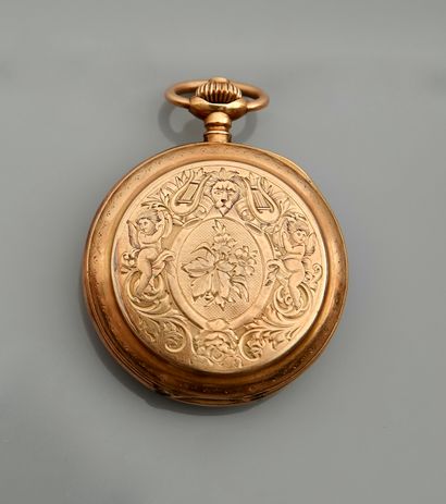 null Pocket watch ' Savonnette ' in yellow gold, 750 MM, lacks the glass, in the...