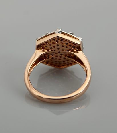 null Ring ' Flocon ' in pink gold, 750 MM, covered with blue, pink, yellow sapphires...