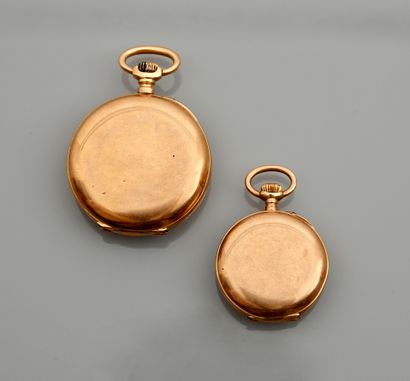null Two yellow gold collar watches, 750 MM, Early XXth c., weight : 33,5gr. gro...
