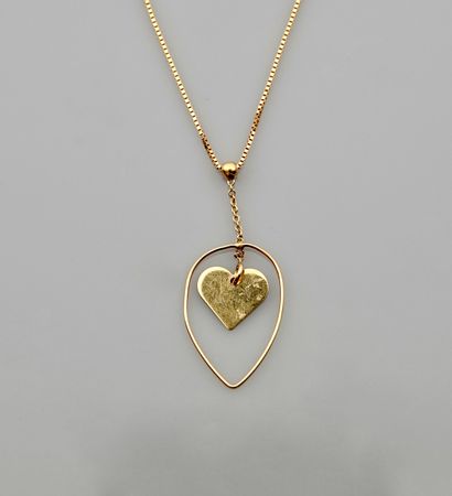 null Chain and pendant Heart in yellow gold, 750 MM, lobster clasp, adjustable length...