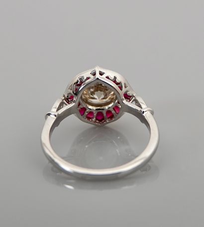 null Ring in white gold, 750 MM, centered with a diamond weighing 1.30 carat approximately...