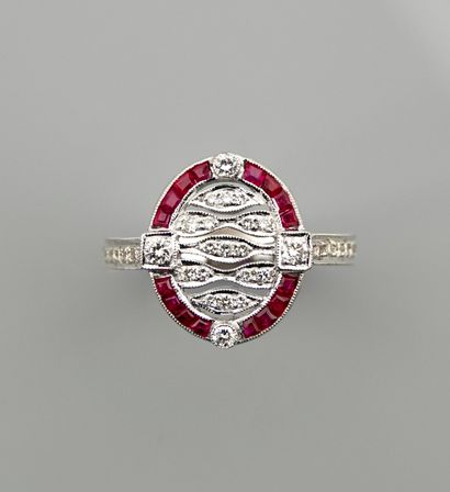 Ring in white gold, 750 MM, set with diamonds...
