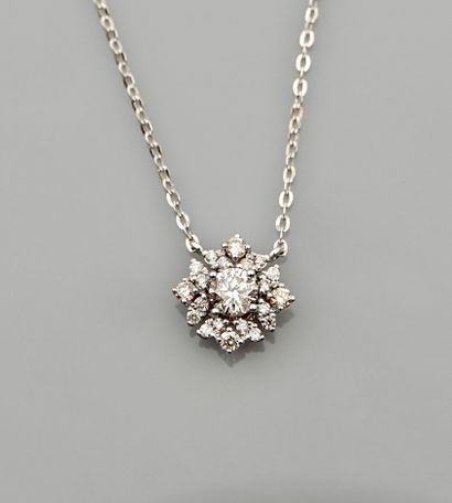 null Necklace in white gold, 750 MM, centered with a diamond motif, lobster clasp,...