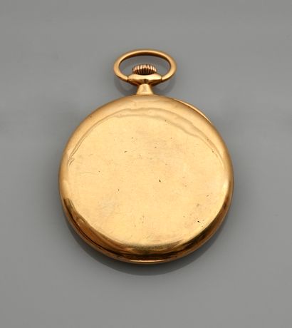 null Pocket watch in yellow gold, 750 MM, seconds at 6 o'clock, gold background,...