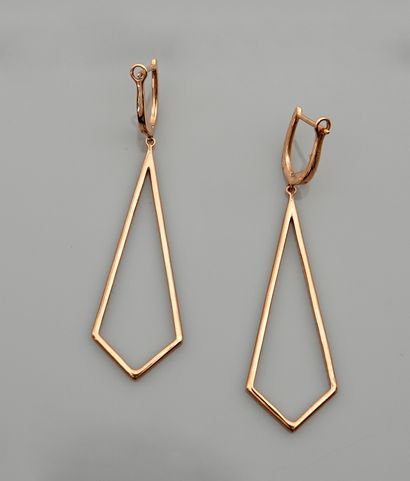 null Openwork earrings in pink gold, 750 MM, highlighted with diamonds totaling 1...