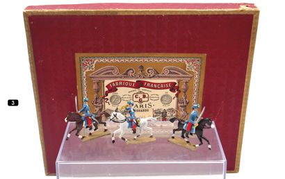null C.B.G. MIGNOT 

BOX # 219 (12 fig.)

Third Republic. Hussars mounted on trotting...