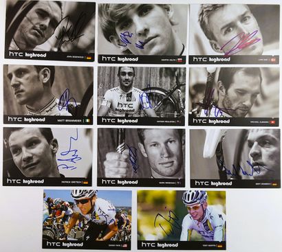 null ETATS-UNIS – Team HTC HIGHROAD 2011 - Ensemble de 22 autographes sur fiches...