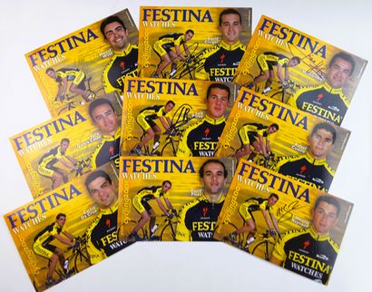 null FRANCE - Team FESTINA 2001 - Set of 21 autographs on postcards (cardboard, 10,5...