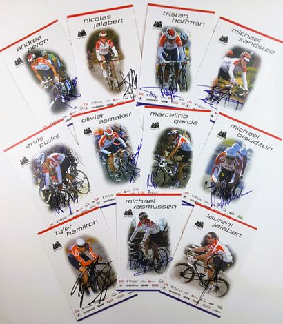 null DANEMARK – Team CSC TISCALI 2002 - Ensemble de 22 autographes sur fiches illustrées...