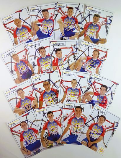 null FRANCE - Team COFIDIS 2001 - Set of 32 autographs on illustrated cards with...