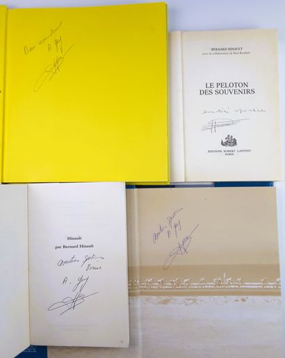 null Bernard HINAULT – Ensemble de 4 livres avec envois autographes signés et 6 autographes...