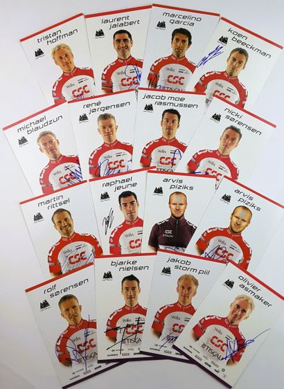 null DENMARK - Team CSC TISCALI 2002 - Set of 32 autographs on illustrated cards...