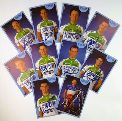 null FRANCE - Team AGRITUBEL 2008 - Set of 20 autographs on illustrated cards with...
