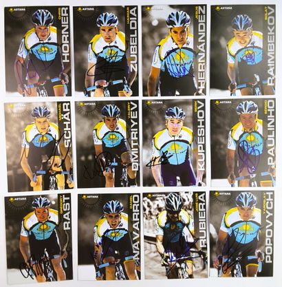 null KAZAKHSTAN - Team ASTANA 2009 - Set of 24 autographs on illustrated cards with...