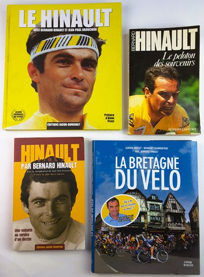 null Bernard HINAULT – Ensemble de 4 livres avec envois autographes signés et 6 autographes...