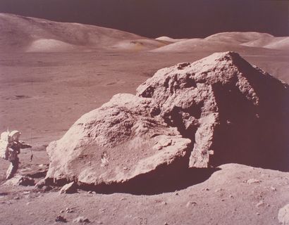 null NASA. Apollo 17 mission. Astronaut Harrisson H. Schmitt is photographed standing...