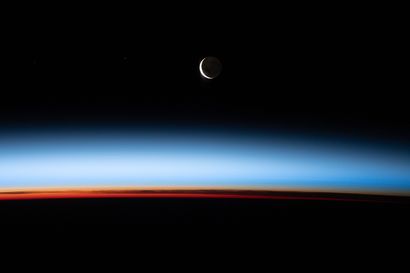 null NASA. BIG FORMAT. Superb crescent Moon photographed from the International Space...