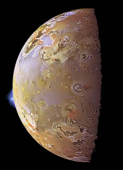 null NASA. Volcanic plumes on Io. This color image, acquired during Galileo's ninth...
