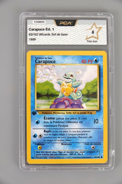 null CARAPUCE Ed 1

Bloc Wizards Set de base 63/102

Carte pokémon gradée PCA 6