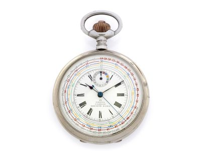 OMEGA « Chronotachymètre » - Cadran breveté SGDG Montre chronographe de poche en...