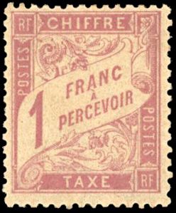  1 plaquetteFrance : Taxe N°39-1f rose sur...