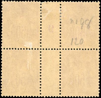 null 1 plateFrance : N°98-50c rose (II) block of four, new with gum, of which upper...