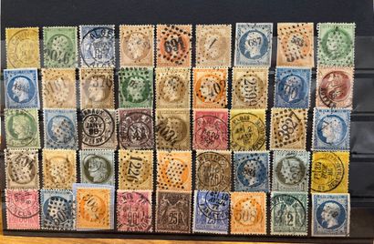 null 2 bookletsFrance : Set of 90 stamps, classic period with various cancellations...