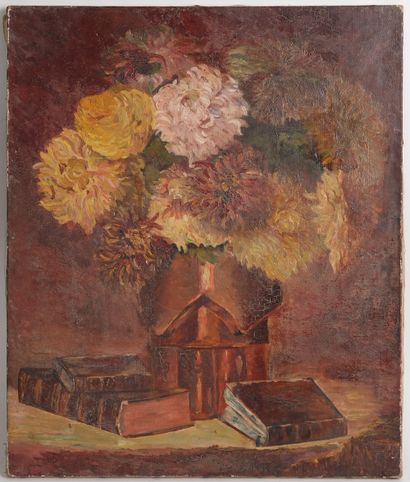 null Gabrielle Vallat (1889-1943)

Still life with chrysanthemums and books

Oil...