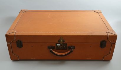 null 
HERMES Paris Made in France 




Gold leather suitcase, two keys under a bell...