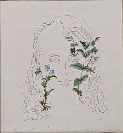null A. M. Cassandre (1901-1968)

Portrait of a Young Woman with Flowers, 1945

Ink...