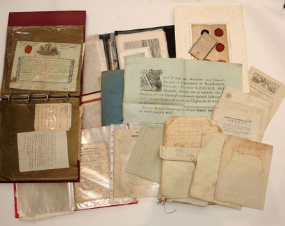 null Importante réunnion de documents historiques manuscrits ou imprimés, XVIe au...