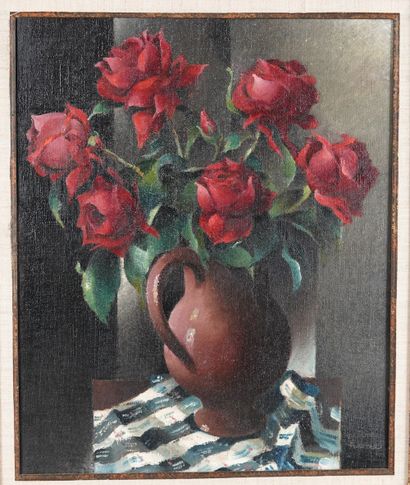 null Pierre Hodé (1889-1942) 

Nature morte aux roses rouges

Huile sur toile signée...