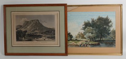 null Set of 12 framed pieces including prints, drawings and paintings

Various periods...