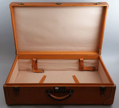 null 
HERMES Paris Made in France 




Gold leather suitcase, two keys under a bell...