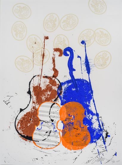 ARMAN (1928-2005) 
Quatre violons 
Lithographie...