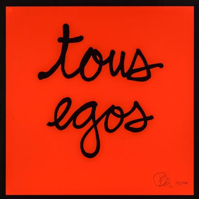 null BEN VAUTIER (born 1935)

All ego, 2012

Silkscreen on red paper 

Signed and...