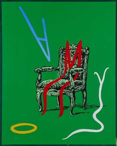null Patrick MOYA (born 1955)

Moya and the armchair on a green background, 1998

Acrylic...