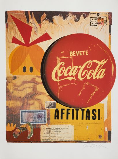 Mimmo ROTELLA (1918-2006) Coca Cola, 1992
Sérigraphie sur papier fort avec collages
Signée...