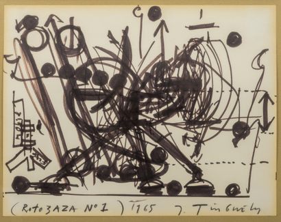 Jean TINGUELY (1925-1991) Rotozaza N°1, 1965
Dessin au feutre et au crayon
Signé,...