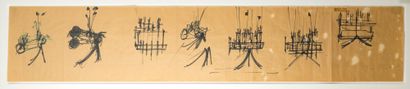 Jean TINGUELY (1925-1991) Composition, sept dessins correspondant à un projet de...