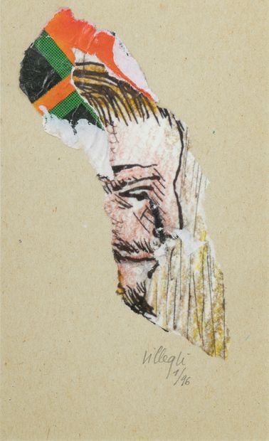 Jacques VILLEGLE (né en 1926) Face, 1996
Torn poster pasted on paper
Signed and dated...