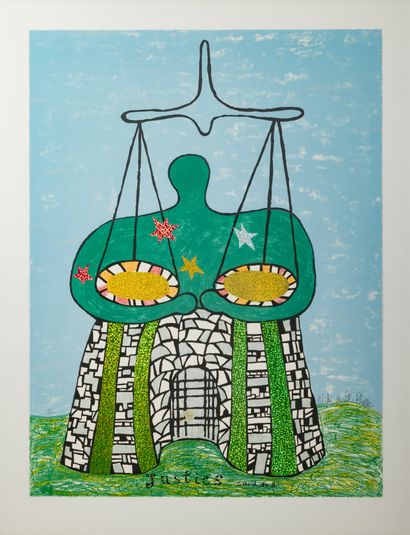 Niki de SAINT-PHALLE (1930-2002) La Justice (Carte de tarot n° 8), 1998
Lithographie...