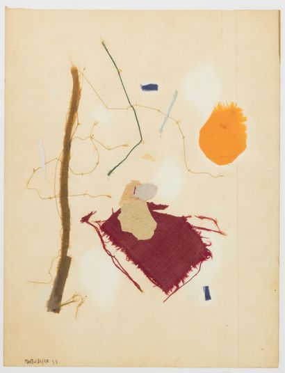 Martial Raysse (Né en 1936) Abstraction, 1958
Gouache and fabric collage on paper
Signed...
