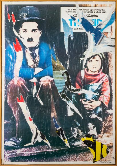 Mimmo ROTELLA (1918-2006) The Kid (Charlie Chaplin), 2004
Torn posters (peeling)...