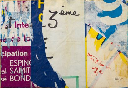Jacques VILLEGLE (né en 1926) 3ème arrondissement, 1980
Torn posters mounted on canvas
Unique...