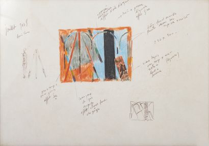 Louis Cane (né en 1943) Projet de tableau, juillet 1978 Encre et couleurs sur papier...