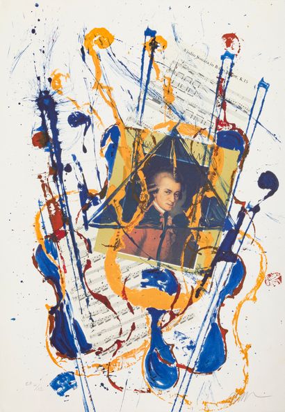 ARMAN (1928-2005) Wolfgang Amadeus Mozart, 2003 Estampe sur papier Signée et numérotée...