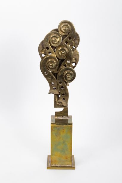 ARMAN (1928-2005) Accumulation de crosses de violons, 1991 Sculpture en bronze soudé,...